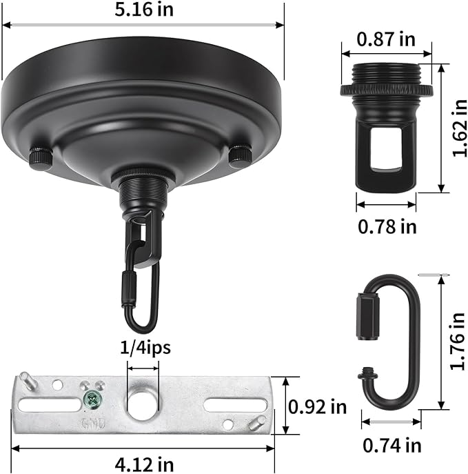 5.16Inch Light Canopy Kit with 6 Feet Chain, Ceiling Plate for Chandelier with Mounting Hardware, Iron Ceiling Canopy Kit for Pendant Light, Easy to Install