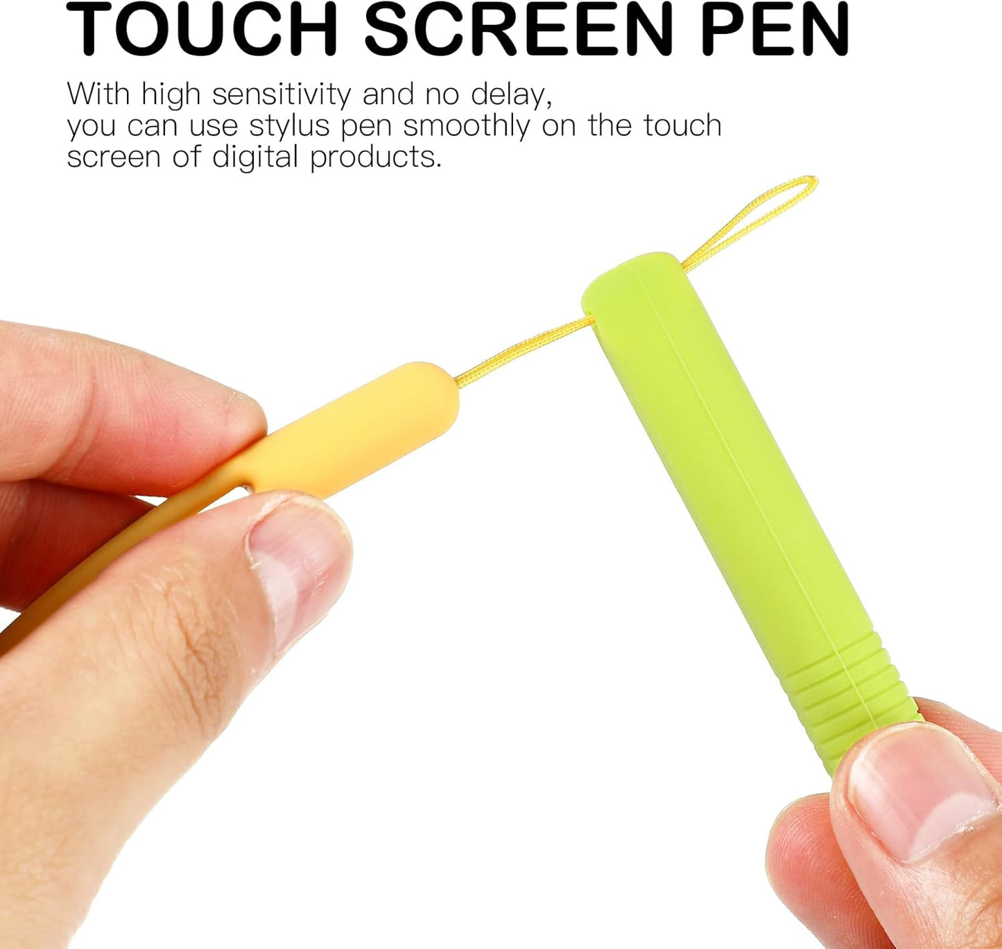Kid-Friendly Touch Screen Pens, 3 pcs Stylus + 3 pcs Anti-Lost Ropes, Silicone Anti-Slip Tablet Stylus Compatible