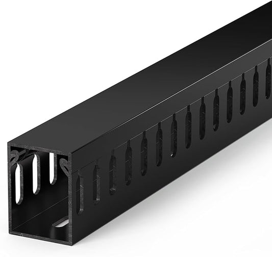 ZhiYo H1.6 x W1.2in Cable Raceway, 6.6ft (2xL3.3ft) Server Rack Cable Management Under Desk Cord Organizer, Electrical Safe PVC Cable Channel Open Slot Wire Raceway for Network/PC/TVs, Wire Duct Black