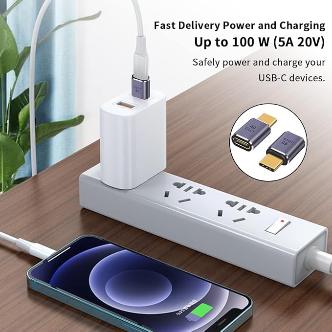 Poyiccot USB C Extender Adapter 2-Pack, 8K@60Hz & 40Gbps Data USB C Male to Female Extension Adapter, 100W Charging Type C Extender Thunderbolt 4 Connector for iPhone, MacBook Pro