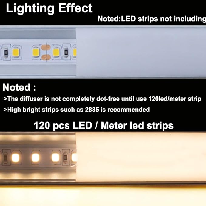 hunhun 10-Pack 6.6ft/ 2Meter V Shape LED Aluminum Channel System with Milky Cover, End Caps and Mounting Clips, Aluminum Profile for LED Strip Light Installations, Very Easy Installation