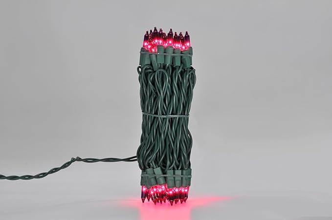 Brite Star 100 Count Mini String Christmas Lights, Purple - 22 feet Indoor/Outdoor Christmas Tree Lights with Green Wire