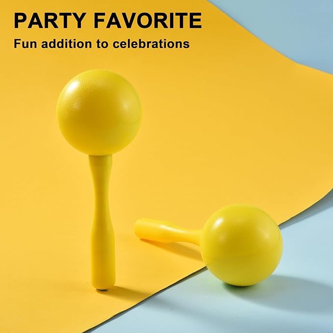 Maracas for Kids Adults, 8 Inch, Set of 2, Yellow