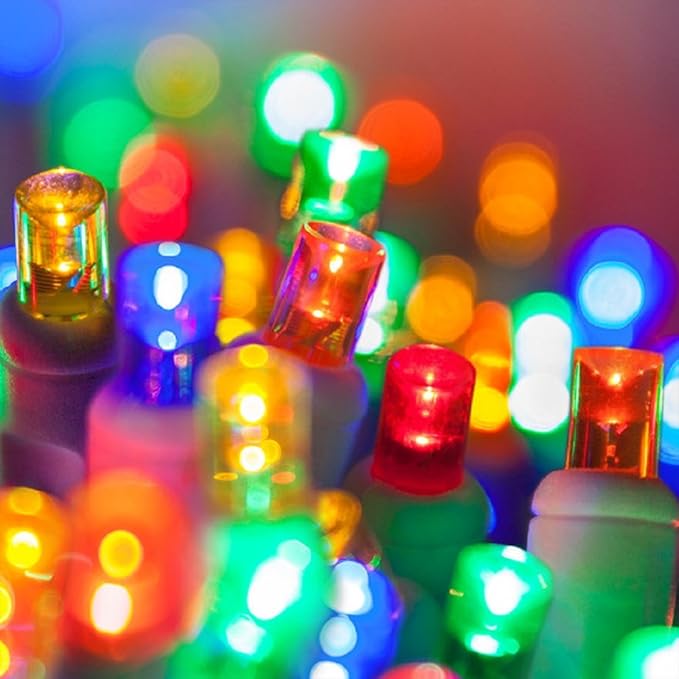 Holiday Essence 60 LED Mini Christmas Lights, Multi Color, Professional Grade for Indoor & Outdoor Use - Energy Efficient LED Bulbs - Green Wire - UL Certified