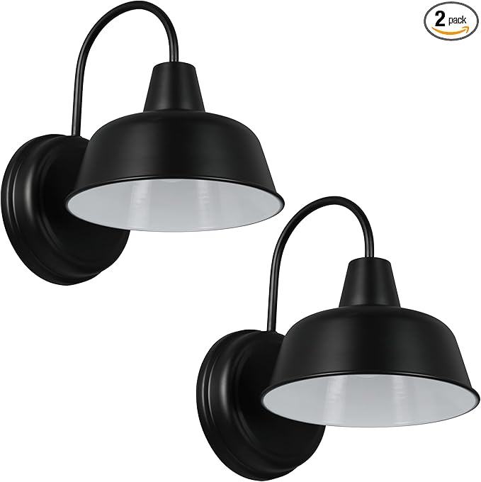 Design House Mason Barn Light Indoor/Outdoor Wall Mount Modern Industrial Farmhouse Wall Light Set for Patio, Garage, Bathroom, Office, Kitchen, 8 inch, Matte Black, 2-Pack, 588855-BLK