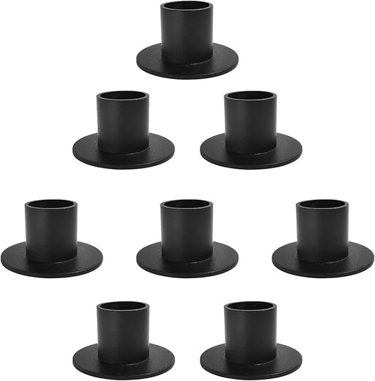 Gute Taper Candle Holder, Candle Holders for Pillar Candles, Matte Black Candlestick Holder Centerpieces for Home Decoration, Wedding Anniversary, Party, Housewarming Gifts,Set of 8,Round
