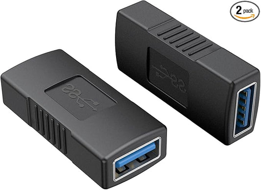 CableCreation 2 Pack USB Coupler USB 3.0 A Female to Female Extension Adapter, Black