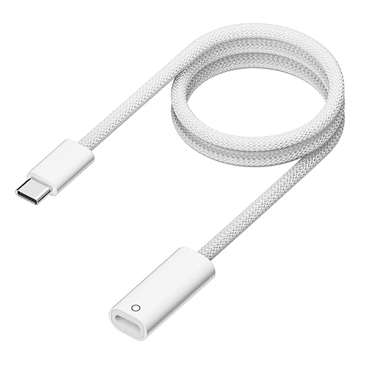 AreMe USB C to Pencil Adapter Cable for Apple Pencil 1st Generation, Type C Male Pencil Charging Dongle Connector Only Compatible with iPad 10th/11th A16 2025 Gen, 0.5M