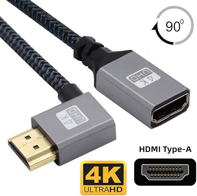 chenyang HDMI 1.4 Cable,HDMI Type A Male to Female Extension Cable Connector 90 Degree Left Angled