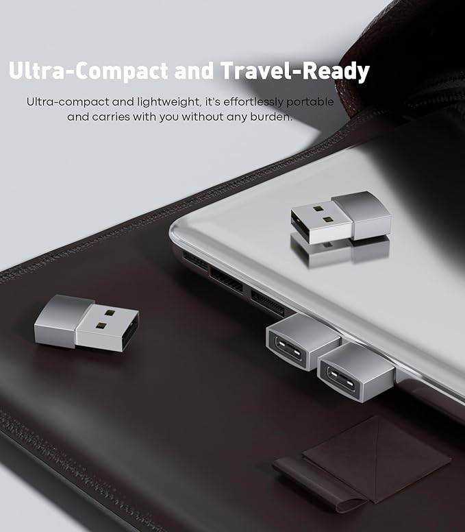 USB to USB C Adapter 4Pack, USB C Female to USB A Male Converter, Fast Charge & High-Speed Data Transfer Compatible with iPhone 17 16 15 Pro, Samsung Galaxy S24, iPad, MacBook Pro