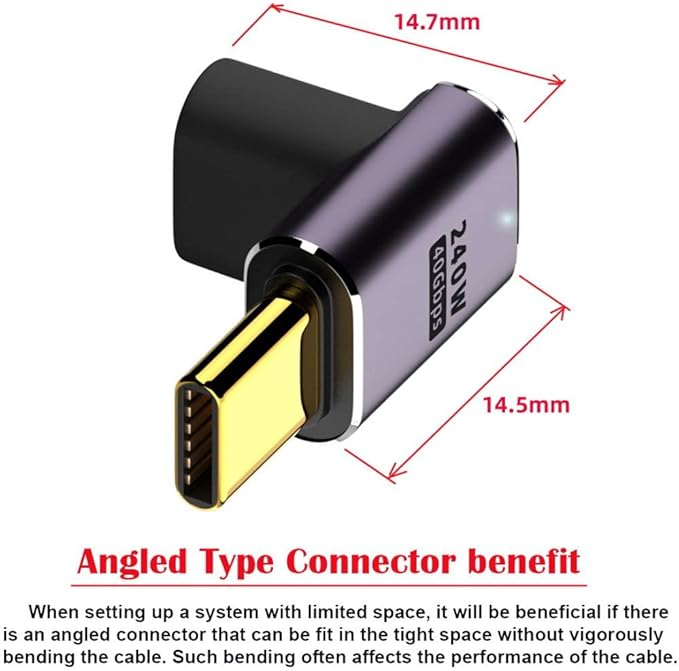 chenyang USB C Connector,USB4 Type C Male to Female 240W Power 40Gbps Data 8K Video Adapter Down Angled for NS Phone Laptop