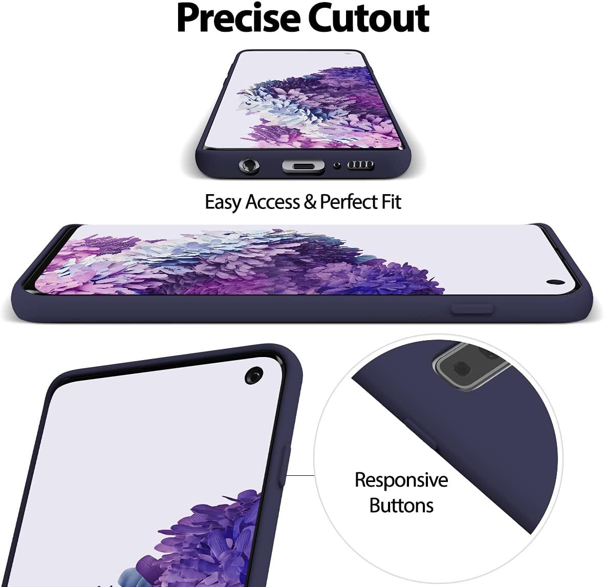 GOOSPERY Liquid Silicone Case for Samsung Galaxy S10 Plus, 6.4 inch Jelly Rubber Bumper Case, Blue Navy