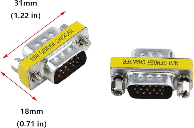 Antrader 6-Pack DB15 VGA SVGA KVM Male to Male Mini Gender Changer Coupler Adapter Connector for PC