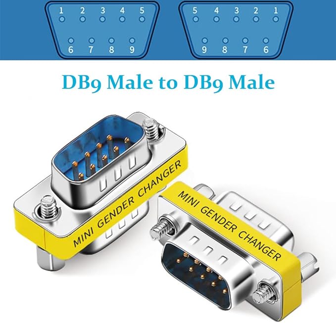 6-Pack 9Pin RS232 Serial Cable DB9 Male to Male Mini Gender Changer Adapter Coupler Connector