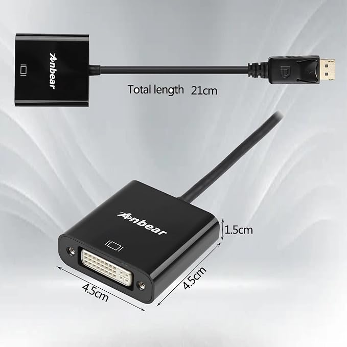 DisplayPort to DVI Adapter, Display Port to DVI-D Adapter (Male to Female) Compatible with Computer,Desktop,Laptop,PC