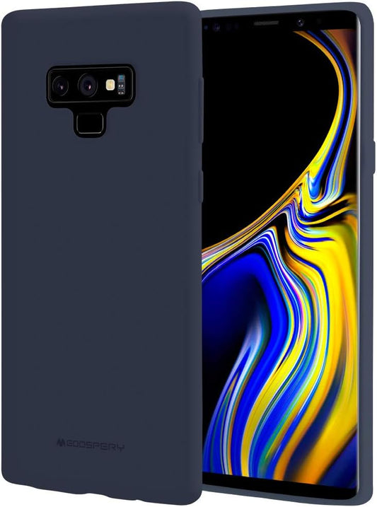 GOOSPERY Soft Feeling Jelly Case for Samsung Galaxy Note 9 (2018) - Silky Slim Bumper Cover, Midnight Blue