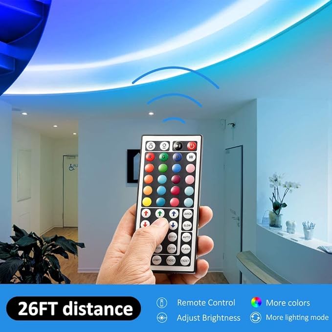 DAYBETTER Led Strip Lights 200ft, RGB Led Light Strip with 44Keys Remote Controller, Color Changing Led Lights for Bedroom 100 ft of 2 Rolls