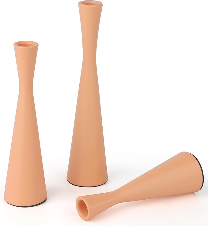 Vixdonos Taper Candle Holders Metal Candlestick Holders Set of 3 Table Mantel Decorative Candle Stand for Dinning,Party，Wedding,Home Decor(Pink Orange)