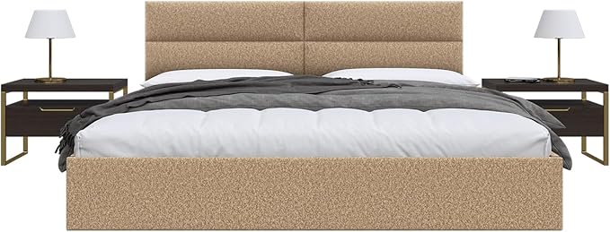 Vänt Upholstered Wall Panels - King/Cal King Size Wall Mounted Headboards - Faux Merino Wool Camel - Twin/King - Set of 4 Panels (Each Individual Panel 39"x11.5")