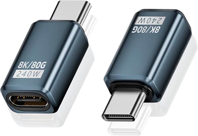 Poyiccot 2-Pack USB C Extension Adapter, [80Gbps/240W PD/8K@60Hz], Male to Female USB Type C Extender Support Type C Fast Charging for Thunderbolt 5/4, iPhone 15, MacBook, Steam Deck, Switch