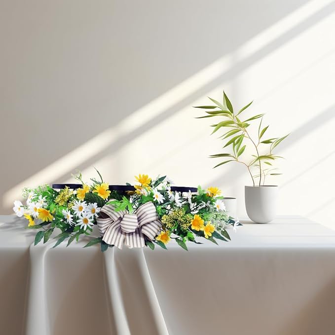 Artificial Wild Flower Candle Holder (Yellow)