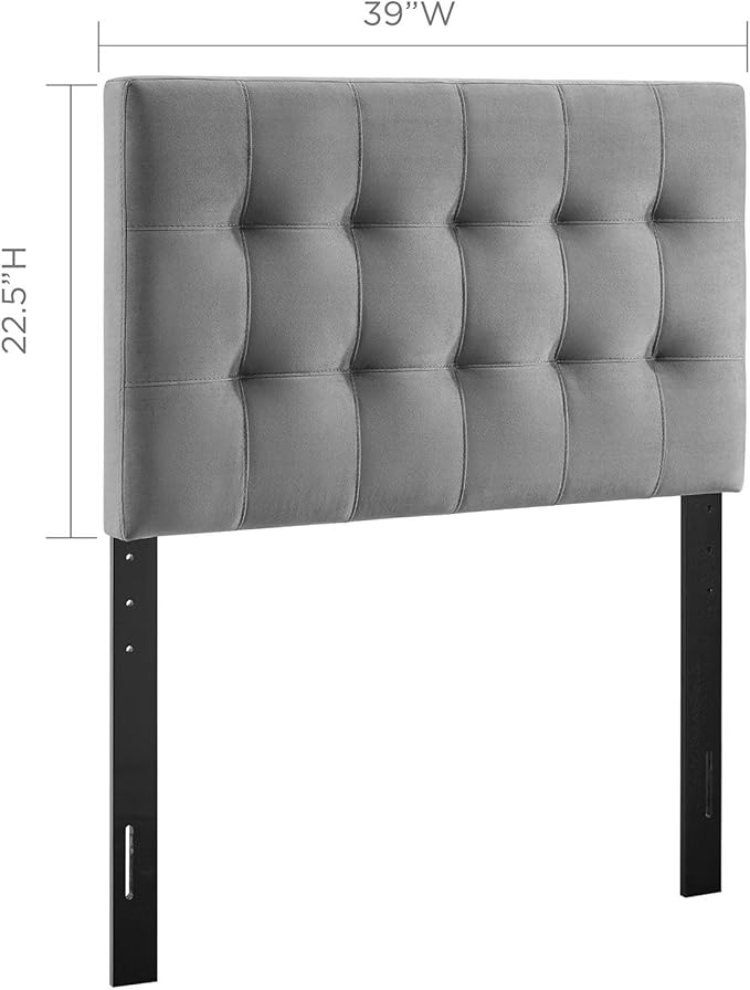 Modway Lily Biscuit Tufted Twin Performance Velvet Headboard, Gray