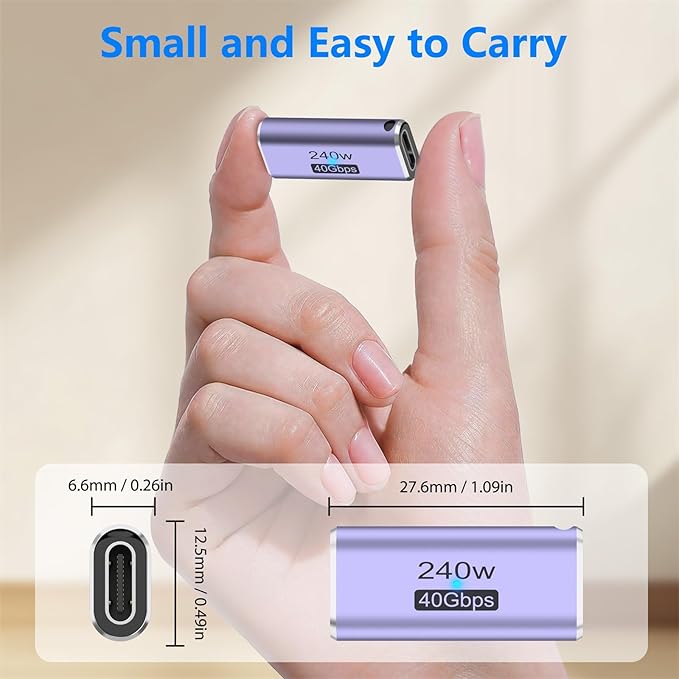 Vanjua 3 Pack USB C Coupler, USB Type C Female to Female Adapter Extender Compatible with Thunderbolt 4/3 Support up to 240W Charging, 40Gbps Data Transfer and 8K@60Hz Video