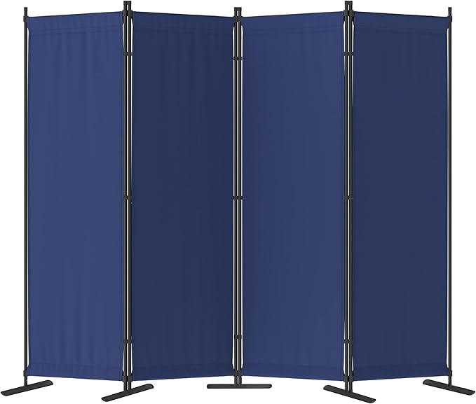 Morngardo Room Divider, Folding Privacy Screens, 4 Panel Room Partitions, 88" Foldable Wall Dividers, Portable Separating for Home Office Bedroom Dorm Decor (Blue)