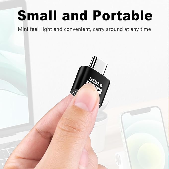 Duttek USB C to USB Adapter - 10 Pack, USB Type C Male to USB A Female Extension, Supports 480Mbps Data Transfer & OTG Function for Phone, Laptop (Black)
