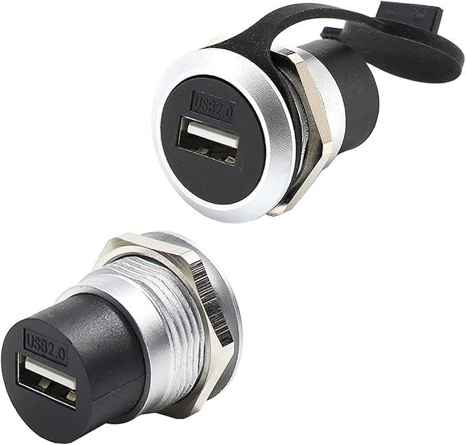 PENGLIN 2PCS USB 2.0 Panel Mount Coupler, USB Pass Through Connector, Female to Female Bulkhead Extension Adapter with Water/Dustcap