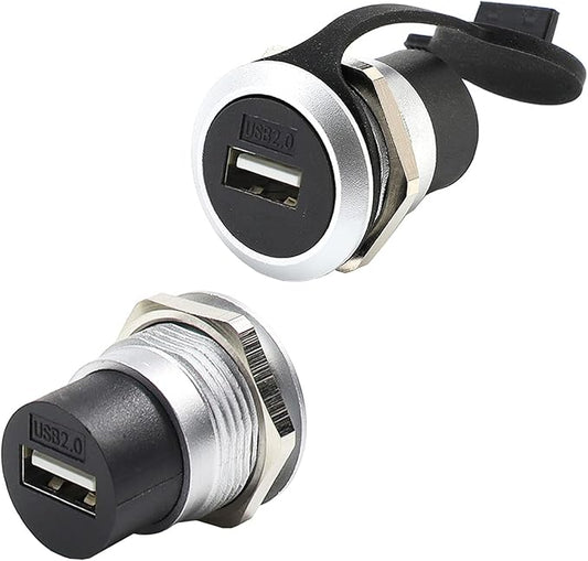 PENGLIN 2PCS USB 2.0 Panel Mount Coupler, USB Pass Through Connector, Female to Female Bulkhead Extension Adapter with Water/Dustcap