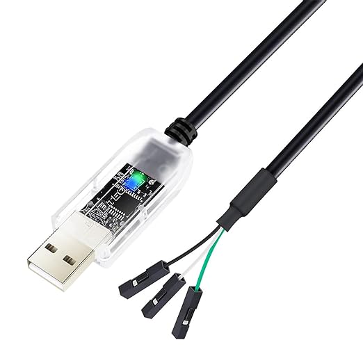 DTECH USB to TTL Serial Cable Adapter 3.3V 3 Pin FTDI Chip LED Indicators UART Debug Converter FT232RNL IC Output 3V3 Signal Level for Windows 11 10 8 7 XP MAC Linux Easy Debugging Programming, 3ft