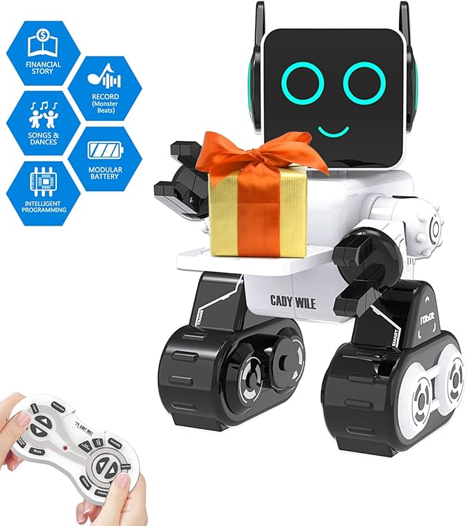 OKK Robot Toy for Kids, Smart RC Robots for Kids with Touch and Sound Control Robotics Intelligent Programmable, Robot Toy with Walking Dancing Singing Talking Transfering Items for Boys Girls (White)