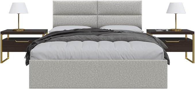 Vänt Upholstered Wall Panels - Queen/Full Size Wall Mounted Headboards - Faux Merino Wool Grey - Set of 4 Panels (Each Individual Panel 30"x11.5")