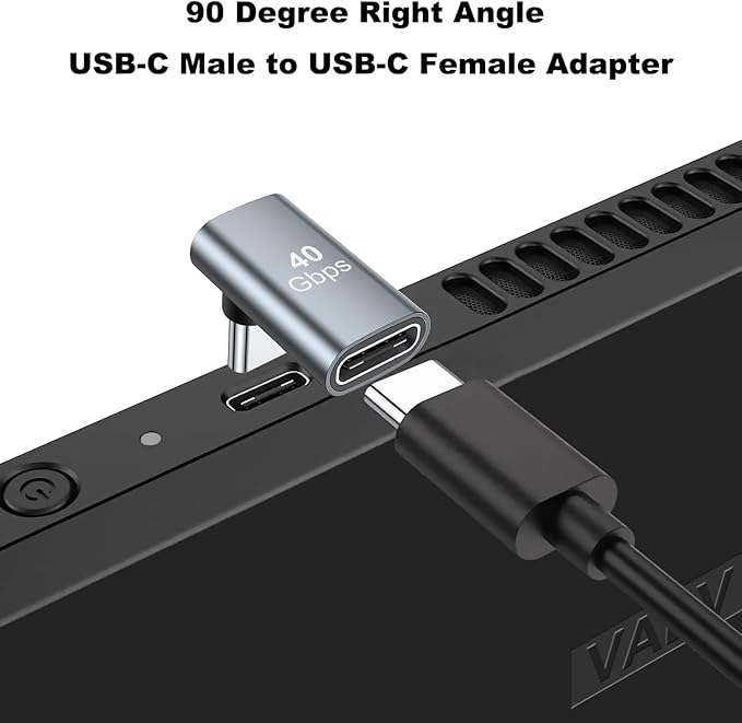 AreMe 90 Degree USB-C Male to Female Adapter, 2 Pack Right Angle 100W Type-C Adapter Extender for Steam Deck, ROG Ally, Switch, Notebook Computers, Tablet and Mobile Phones (Grey)