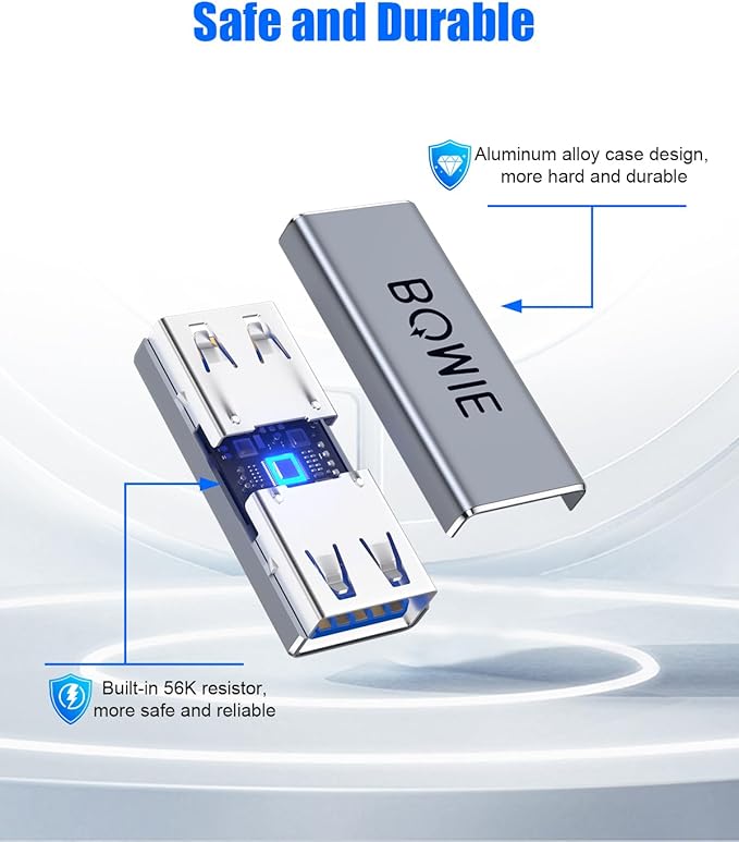 USB Female to Female Adapter 2 Pack,USB 3.0 Type A Female to Female Extension Adapter Connector,5Gbps Data Transfer and Charging for Connecting Extension Two USB-A Male Ends Cable Aluminum Shell Gray