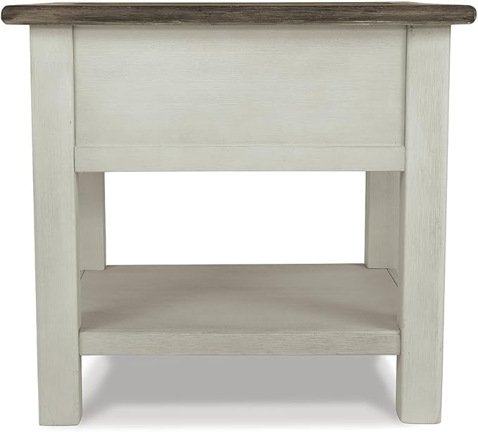 Signature Design by Ashley Bolanburg Farmhouse Square Two Tone End Table, Antique Cream