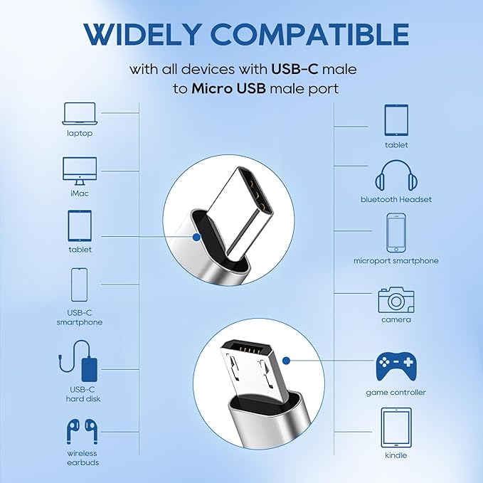 UCEC 3-Pack Braided Nylon USB C to Micro USB Cable, Type C to Micro USB Charging Cord for USBC Devices, Tablet, Camera, Speaker, Phone, Gray