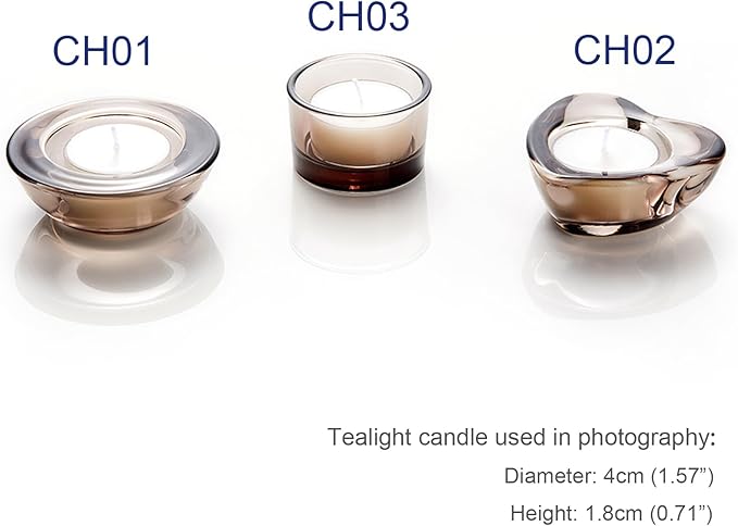 Grey Tealight Candle Holders - Set of 12, Round Chunky Glass Candle Holder, 3" Diameter - CH01 - Tea Grey
