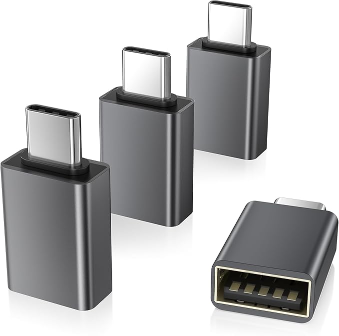 Elebase USB C to USB Adapter 4Pack,USBC Male to USB 3.0 Female MacBook Pro Air Adaptor,Type C Thunderbolt 3 OTG Converter for Flash Thumb Drive,Apple iPhone 17 17e 16,iPad mini,Mac,Samsung S26 S25 S24