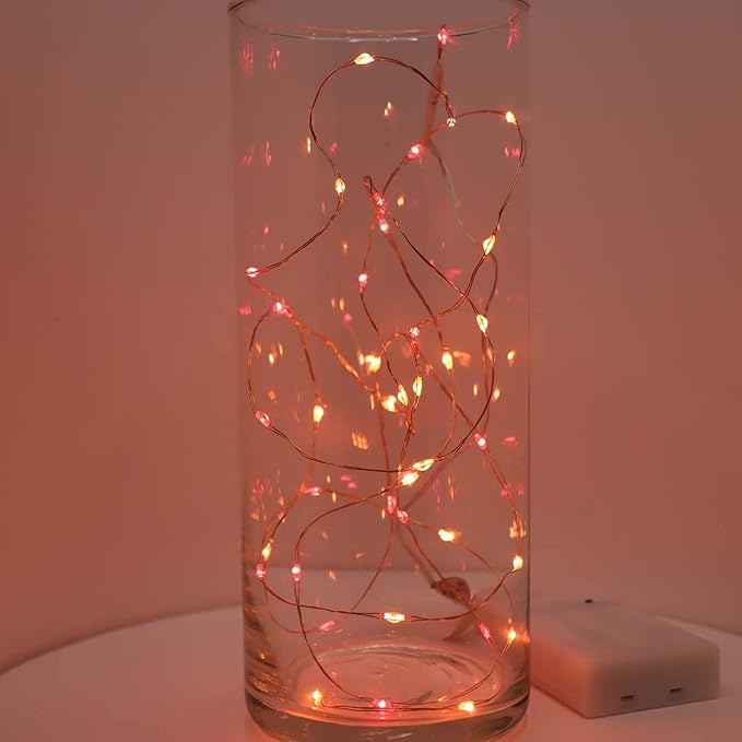 QBIS Battery Powered Fairy Lights - 40 LED, 6hr Timer, Red & Orange for Bedroom, Christmas & Halloween