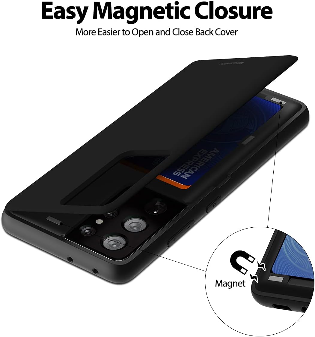 GOOSPERY Card Holder Wallet Case for Galaxy S21 Ultra 6.8"(2021), Magnetic Door Closure, Protective Dual Layer