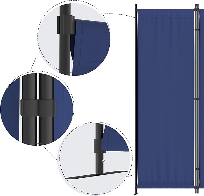 Morngardo Room Divider, Folding Privacy Screens, 4 Panel Room Partitions, 88" Foldable Wall Dividers, Portable Separating for Home Office Bedroom Dorm Decor (Blue)