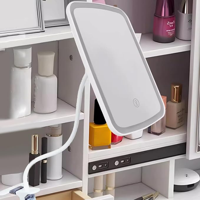 Clip on Mirror, Multi-Functional Portable Square Makeup Vanity Mirror with Lights Rechargeable for Makeup and Skincare