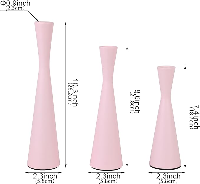 Vixdonos Taper Candle Holders Metal Candlestick Holders Set of 3 Table Mantel Decorative Candle Stand for Dinning,Party，Wedding,Home Decor(Pink)
