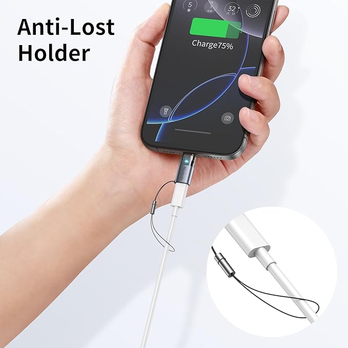 mcdodo 60W Lightning to USB-C Adapter with Lanyard, Lightning Female to Type-C Male Adapter PD Fast Charging iPhone Charger Cable Converter for iPhone 16 15 Series, iPad,MacBook