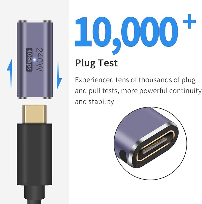 Poyiccot USB C Female to Female Adapter, USB C Coupler 240W Power Delivery, 40Gbps Type C Extender Adapter with 8K@60Hz Video Compatible for iPad, MacBook,Thunderbolt 4/3, (2Pack)