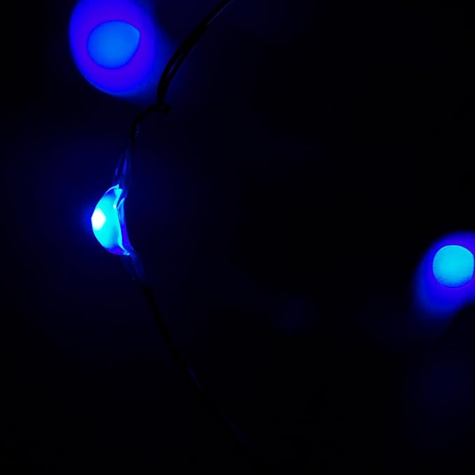 2 Sets 20 LEDs Blue Color String Lights Silver Wire Indoor and Outdoor 6.5 Feet Firefly Starry Fairy Lights Battery Powered for DIY, Christmas, Holidays, Party, Bedroom and Centerpieces