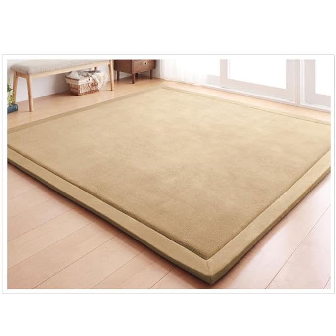 Loartee Coral Velvet Crawling Rug (5.0'x 6'8", Brown) for Toddler Children Play Area Rug Yoga Mat Exercise Pad