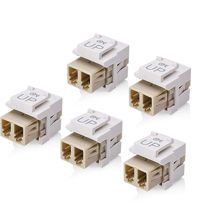 Cable Matters 5-Pack LC UPC Duplex Fiber Optic Keystone Coupler Jack, OM1/OM2/OM3/OM4 Multimode, OS2 Single Mode Support